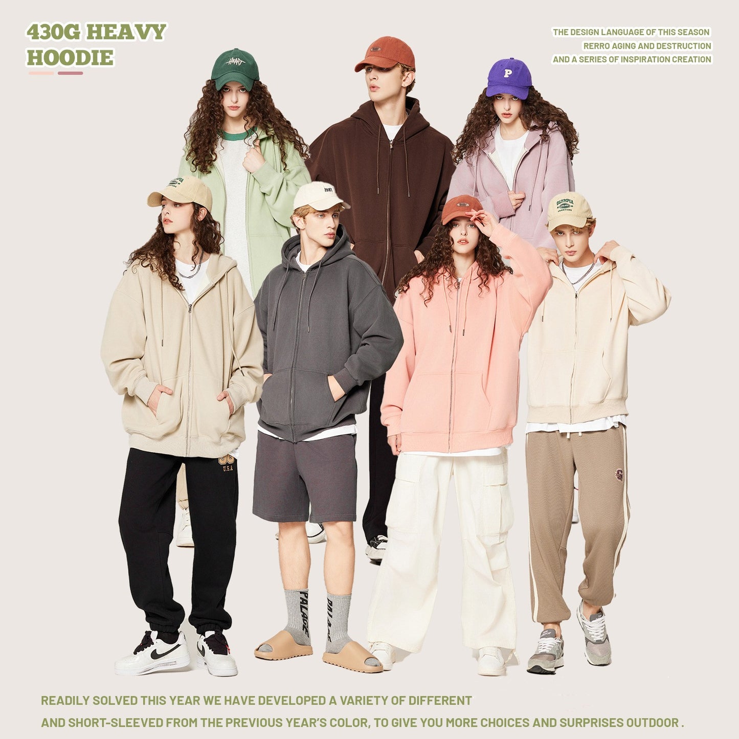 Oversized Solid Colour Zip Hoodie