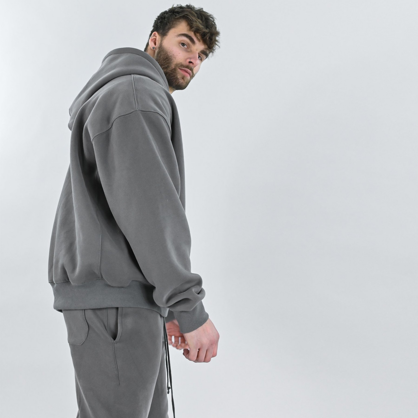 Athleisure Solid Color Hooded Sweatshirt