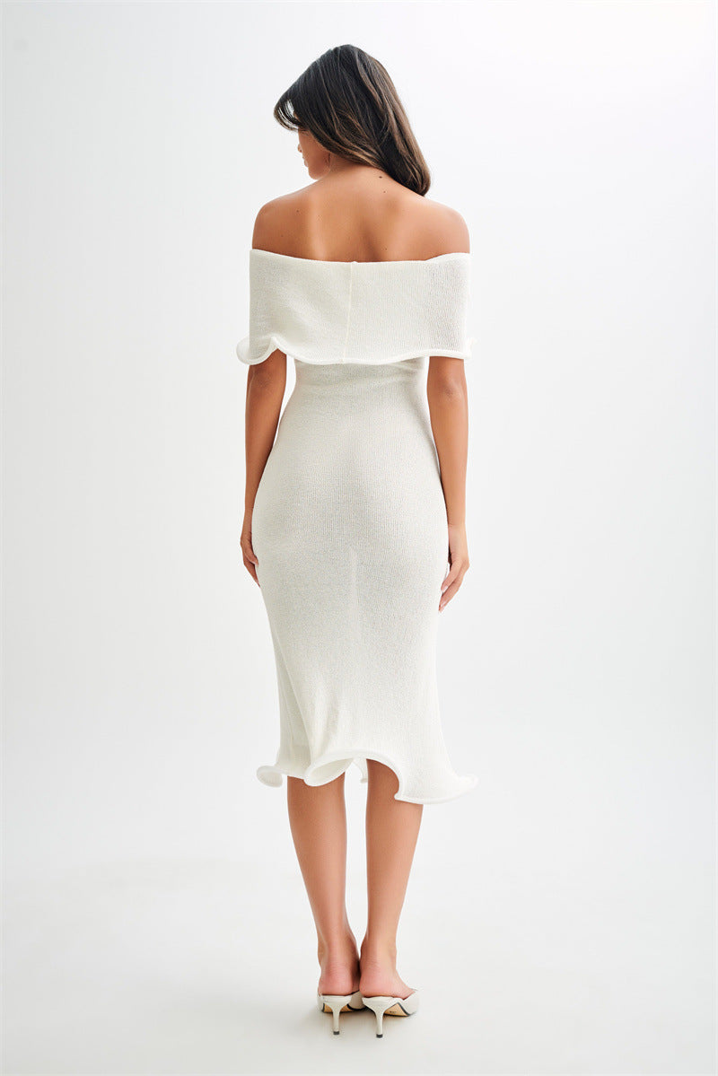 Off Shoulder Knit Midi Dress