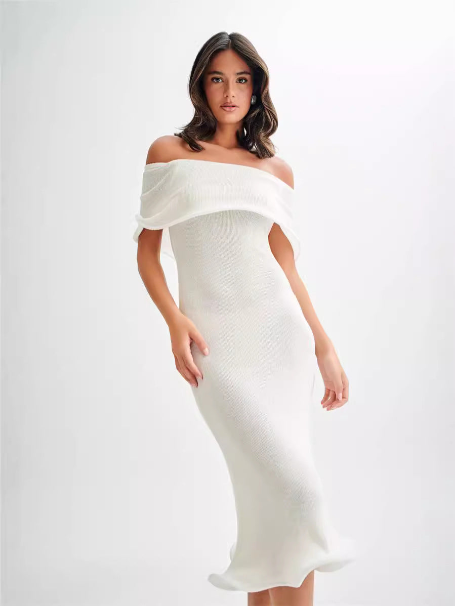 Off Shoulder Knit Midi Dress