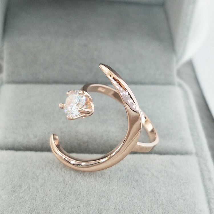 S925 Silver Moon Moissanite Ring