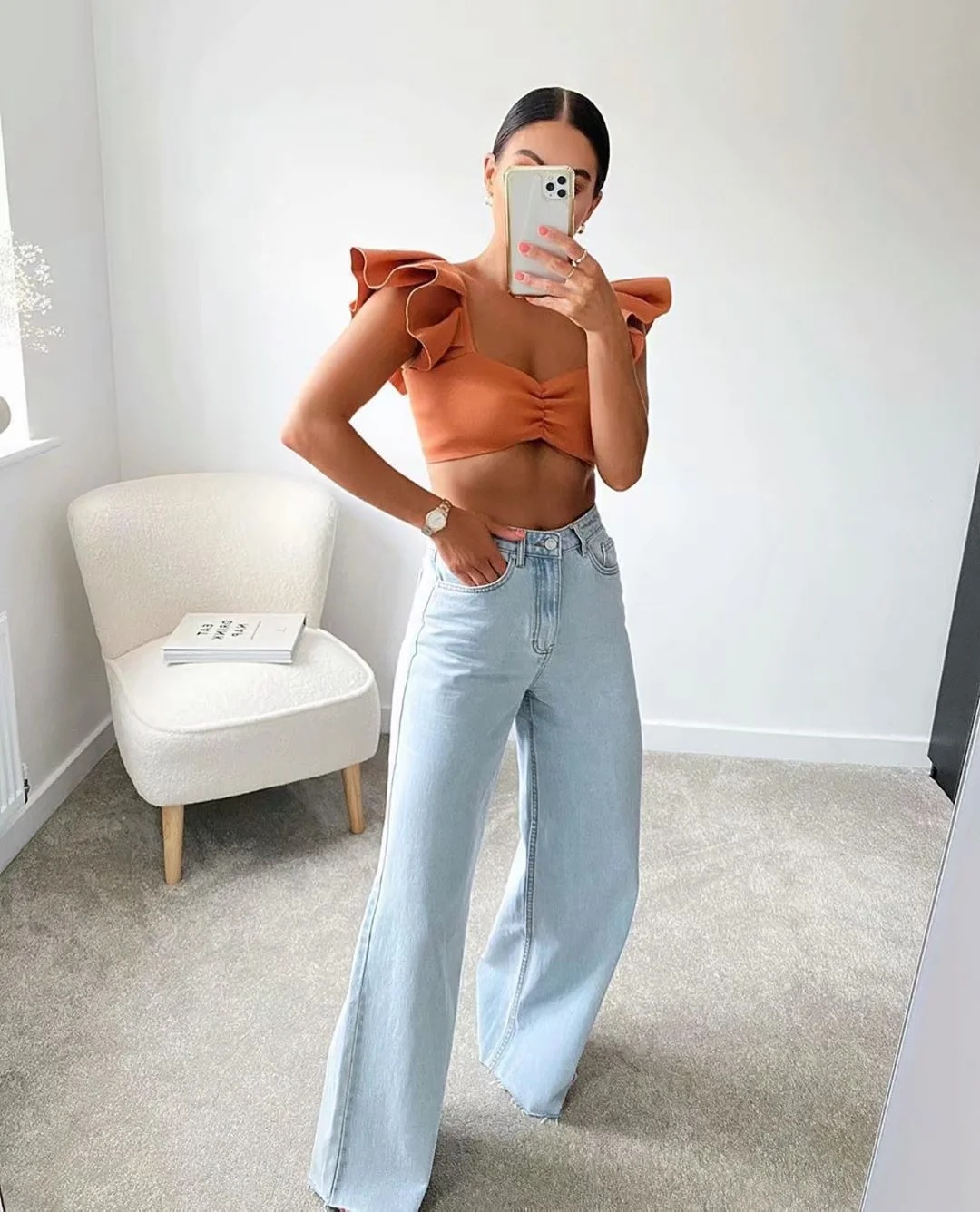 Women's Pants Fashion High Waist Floor Loose Straight Leg Wide Jeans