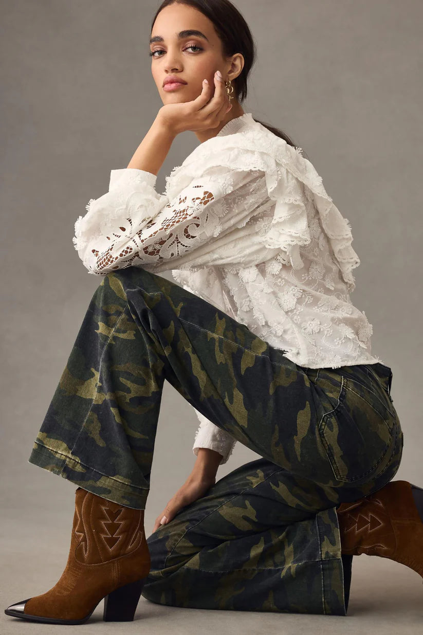 High-rise -Tummy Control Sailor Wide Leg Trouser