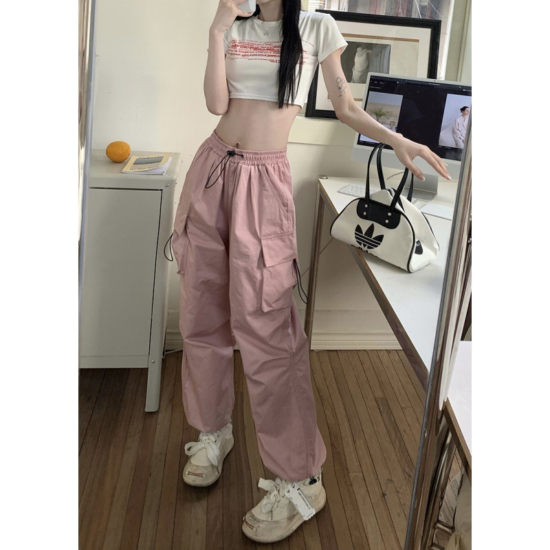 Parachute Pants High Waisted Wide Leg Casual Drawstring Sweatpants