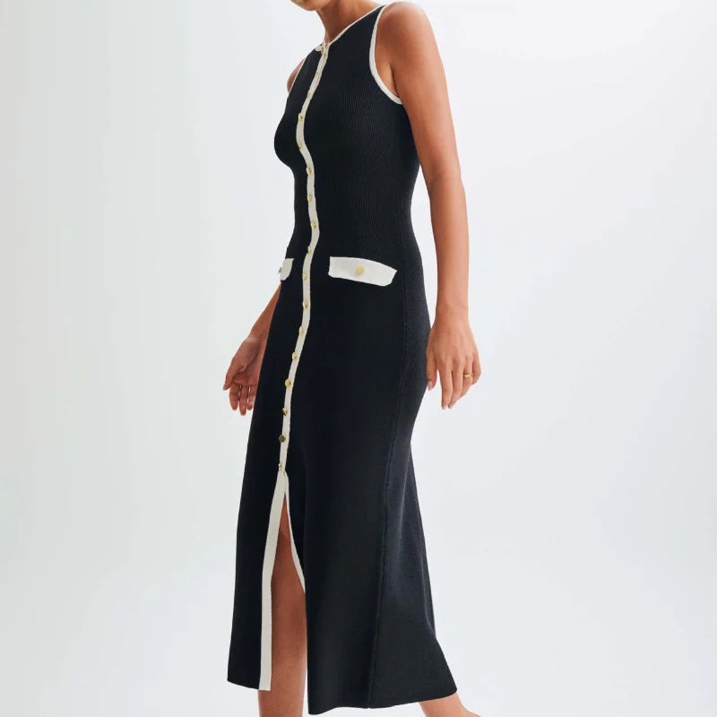 Knitted Summer Dress | Sleeveless Bodycon Dresses | Elegant Office Ladies Black Robes