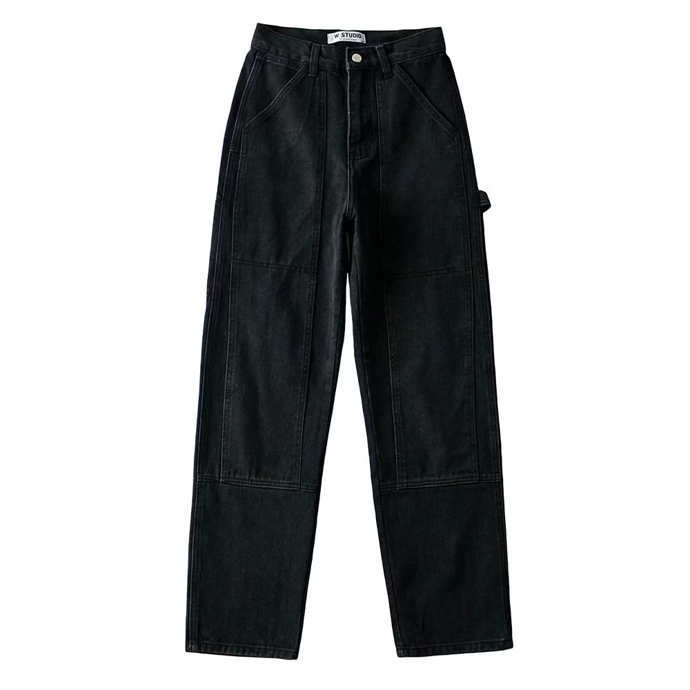 High-waisted loose-fitting straight leg pants