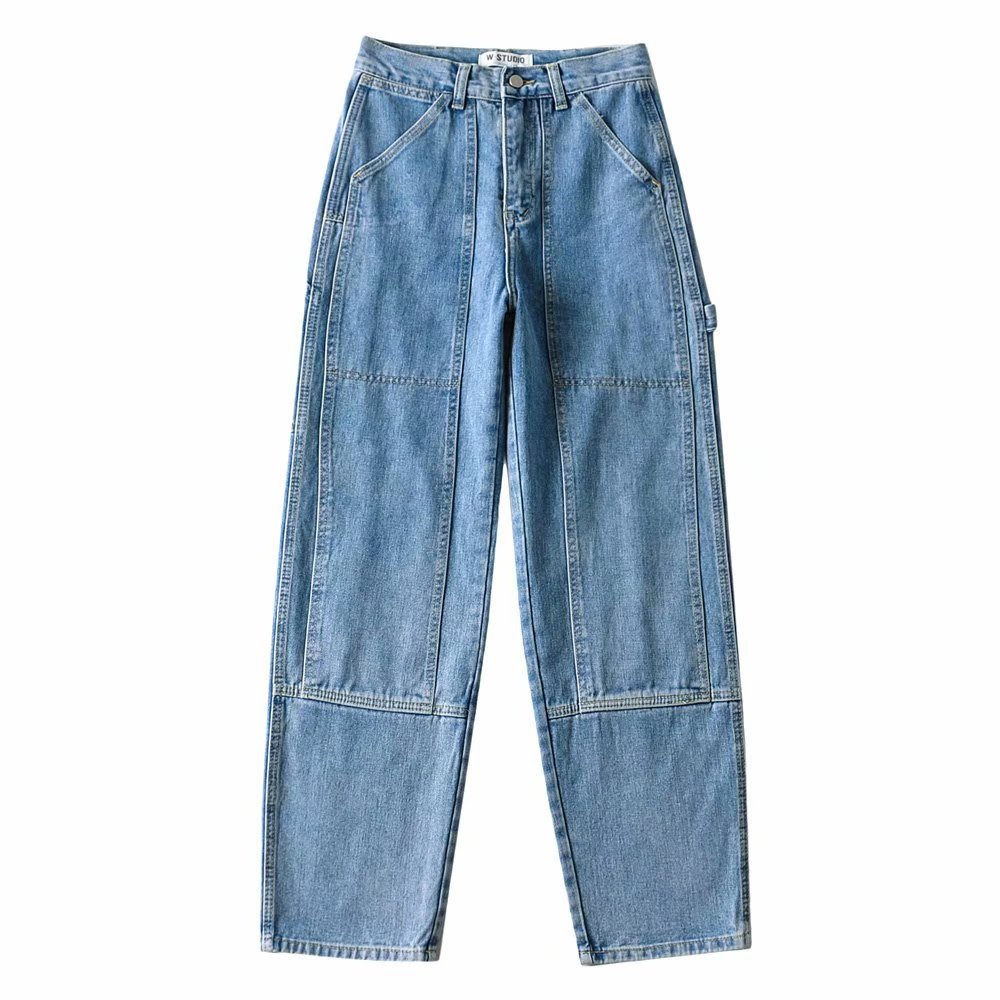 High-waisted loose-fitting straight leg pants