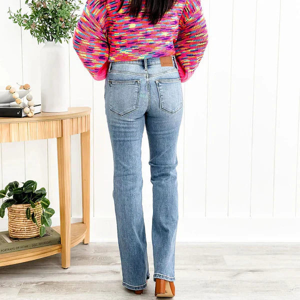 Mid Rise Button Fly Bootcut Jeans