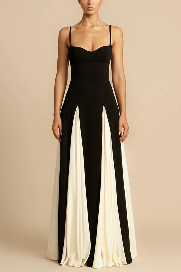 Panelled Tulle A-line Slip Maxi Dress