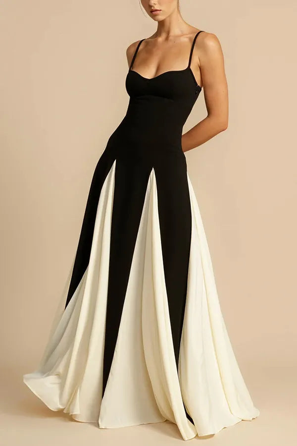 Panelled Tulle A-line Slip Maxi Dress