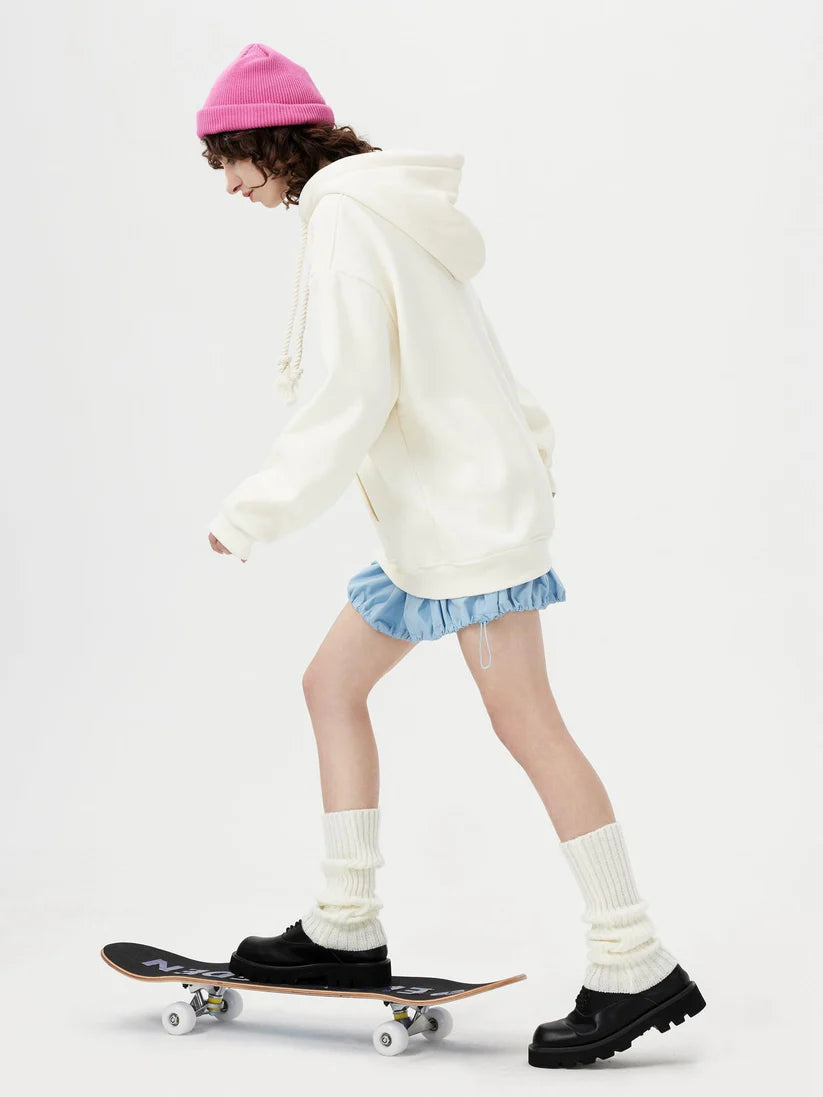 Womens Oversized Hoodies Denim Star Applique Embroidery Hoodie Streetwear Unisex Sweatshirts Pullover with Pocket