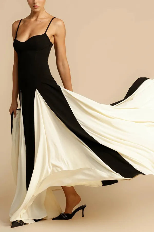 Panelled Tulle A-line Slip Maxi Dress