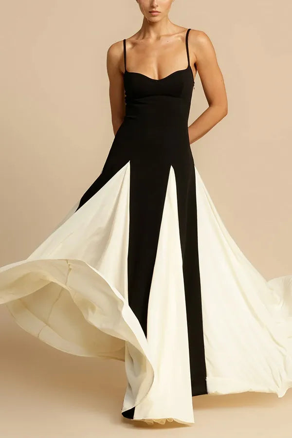 Panelled Tulle A-line Slip Maxi Dress