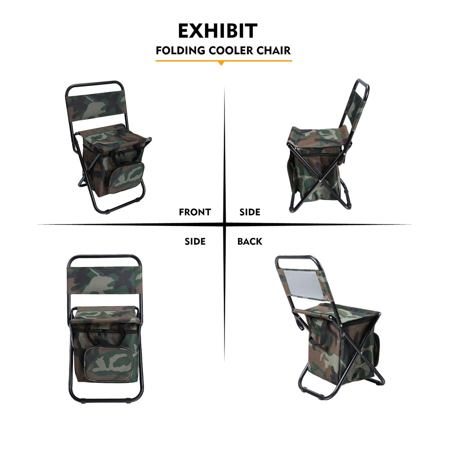 LEADALLWAY Fishing Chair with Cooler Bag Compact Fishing Stool Foldable Camping Chair