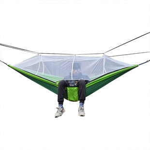 Automatic Quick-opening Mosquito Net Hammock Outdoor Camping Pole Hammock swing Anti-rollover Nylon Rocking Chair 260x140cm