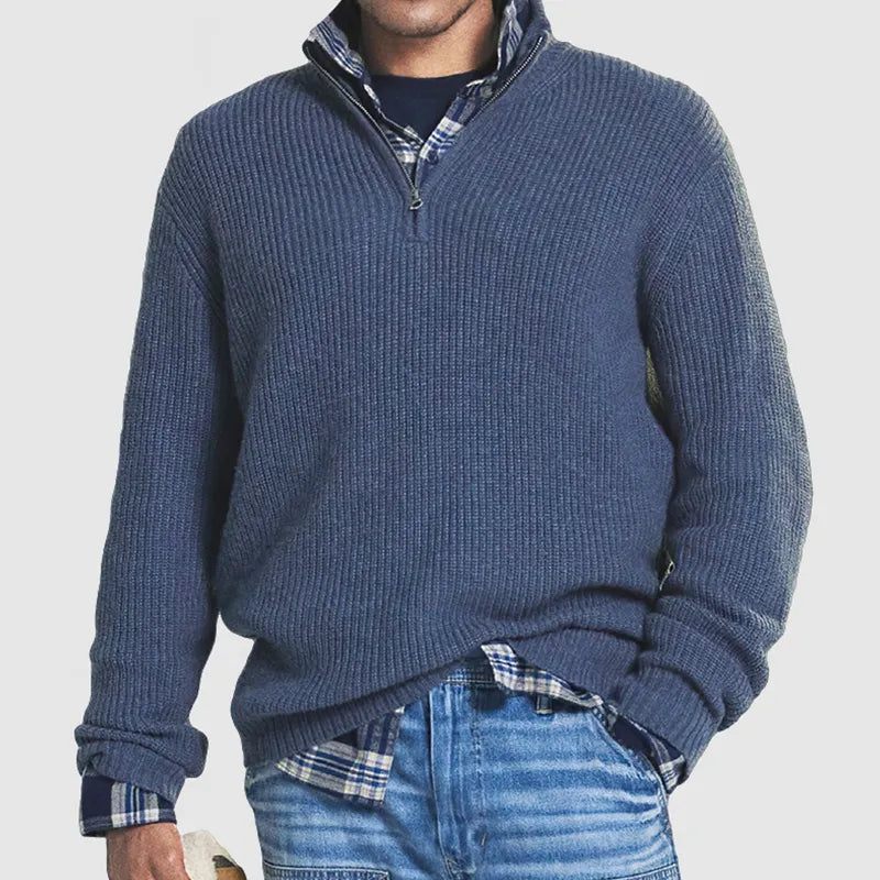 MEN'S CASHMERE BUSINESS CASUAL ZIPPER SWEATER