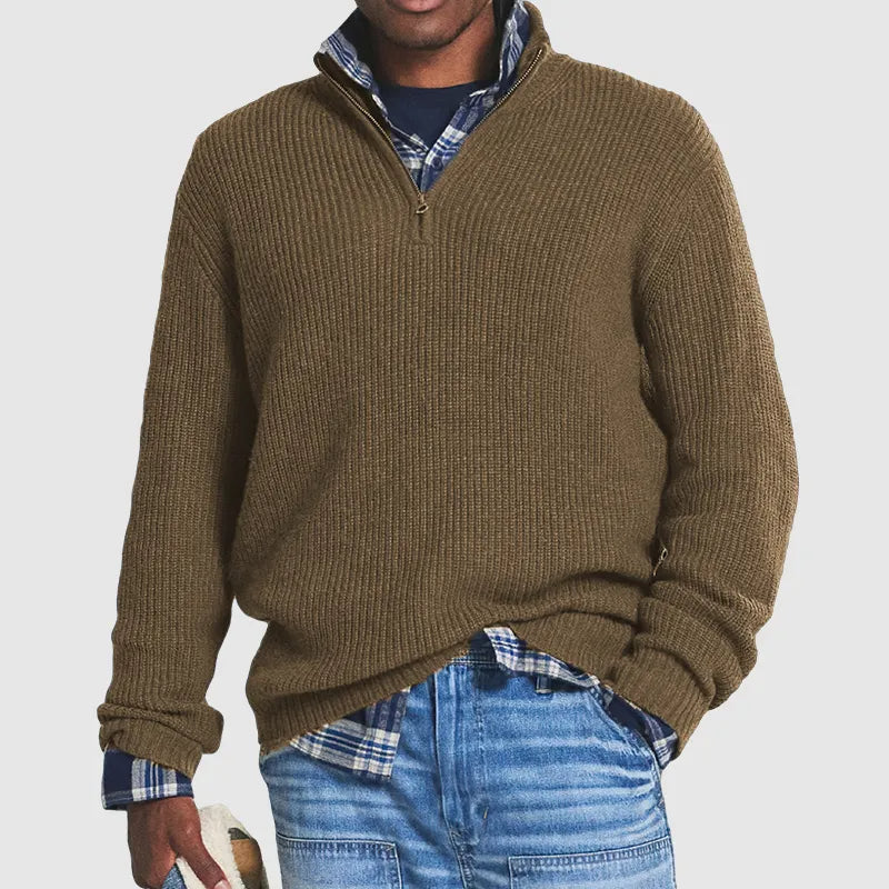 MEN'S CASHMERE BUSINESS CASUAL ZIPPER SWEATER