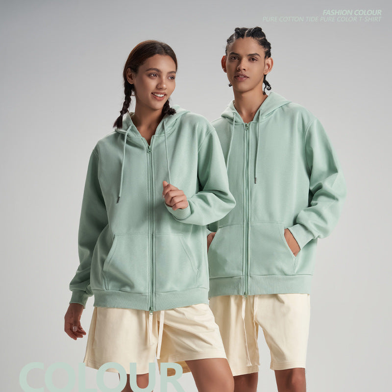 Couple casual zip spring and autumn solid colour long sleeve jacket