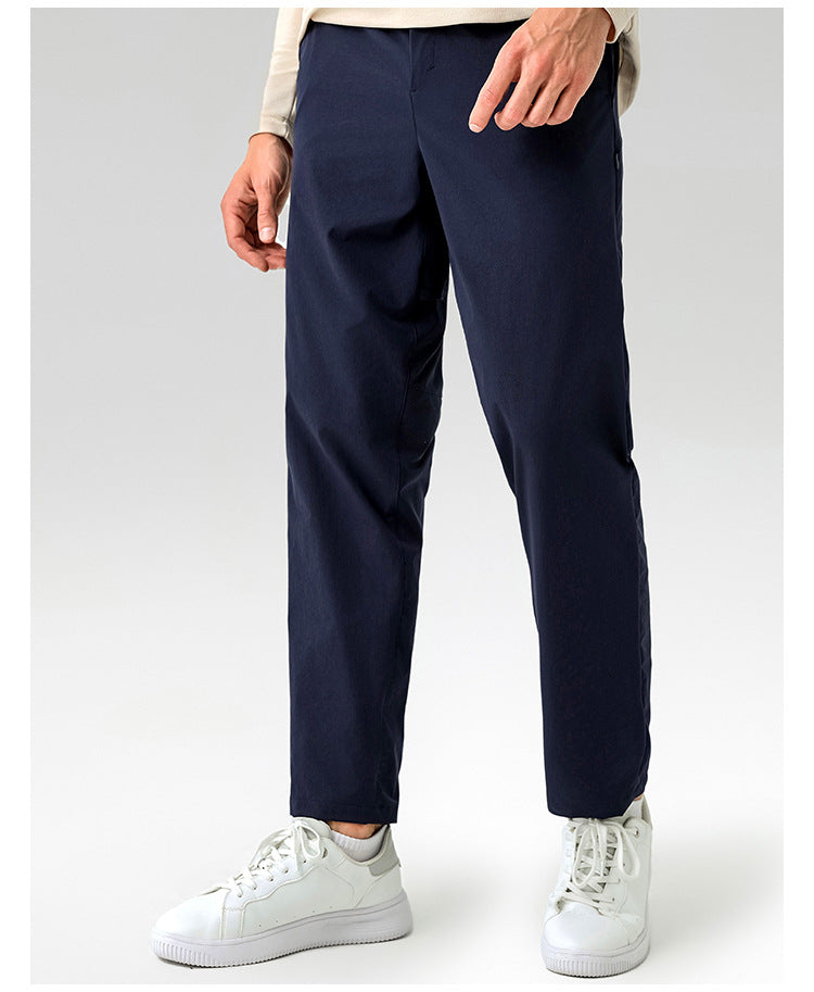 Men's Long Pants Casual High Stretch Quick Dry Fitness Sweatpants Commuter Two Wear Suit Pants