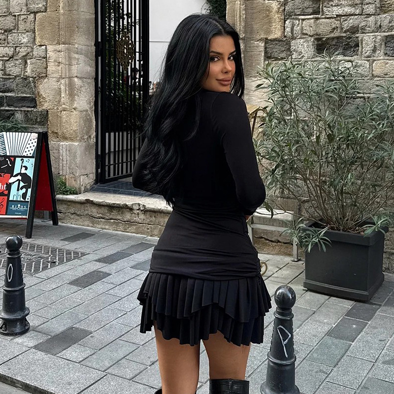 High Neck Draped Mini Dress