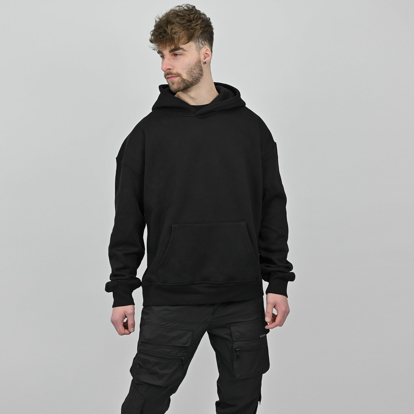 Athleisure Solid Color Hooded Sweatshirt