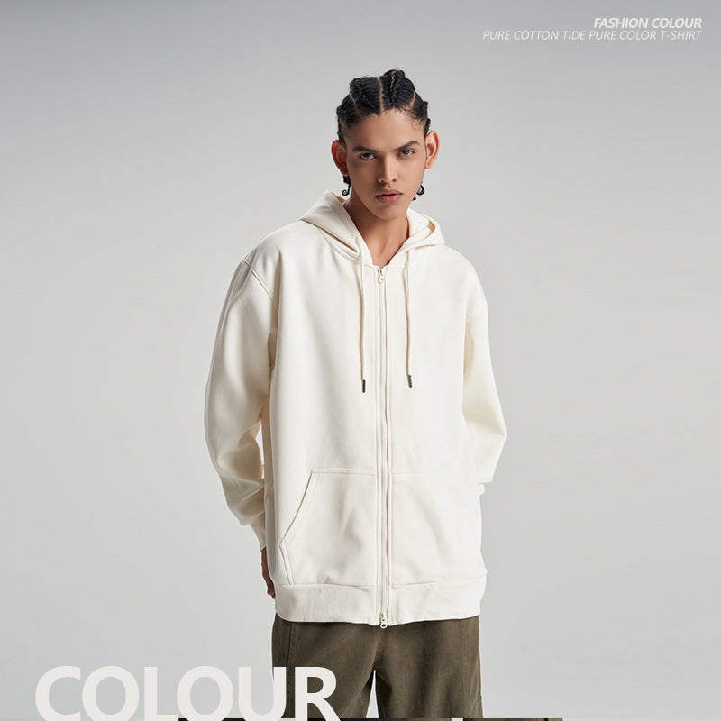 Couple casual zip spring and autumn solid colour long sleeve jacket