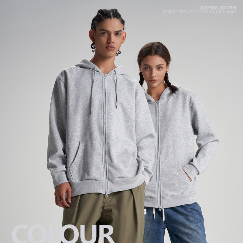 Couple casual zip spring and autumn solid colour long sleeve jacket