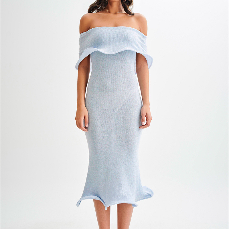 Off Shoulder Knit Midi Dress