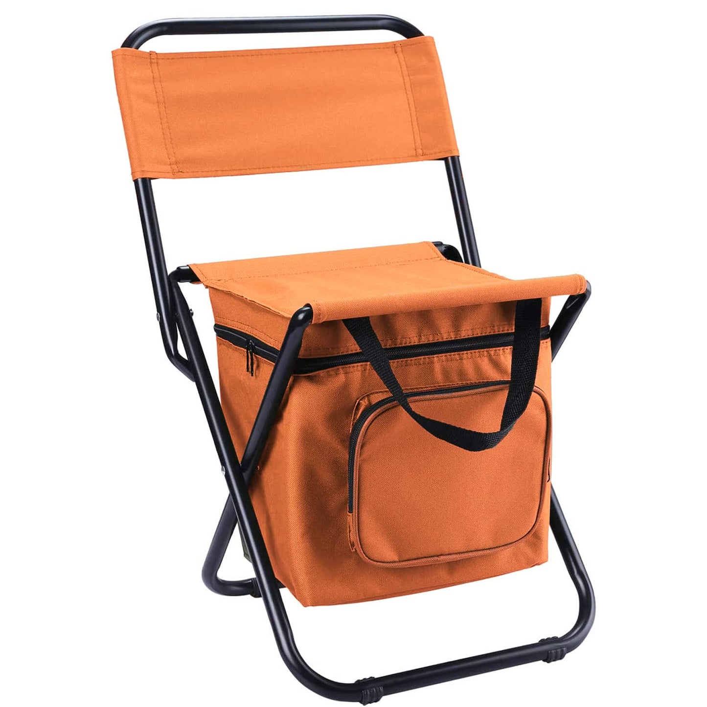 LEADALLWAY Fishing Chair with Cooler Bag Compact Fishing Stool Foldable Camping Chair