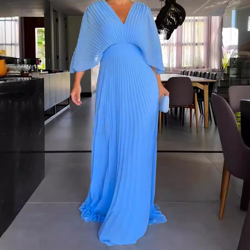 Floating V-Neck Rib Dress