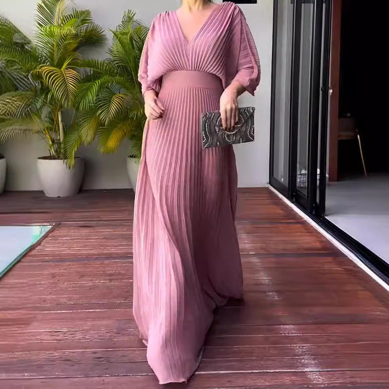 Floating V-Neck Rib Dress