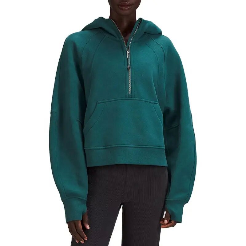 Yoga wear women's sports half-zip hoodie sweater loose short autumn and winter