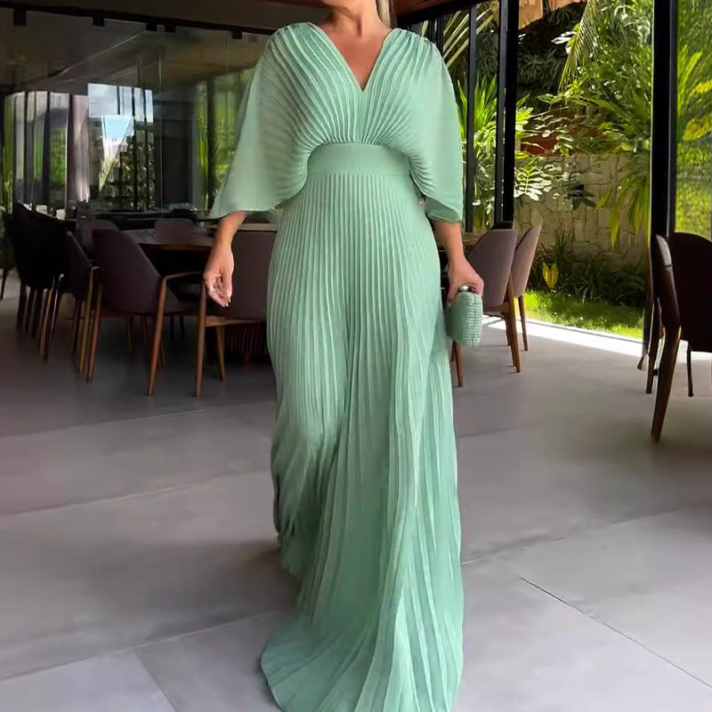 Floating V-Neck Rib Dress