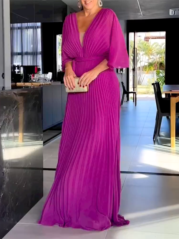 Floating V-Neck Rib Dress