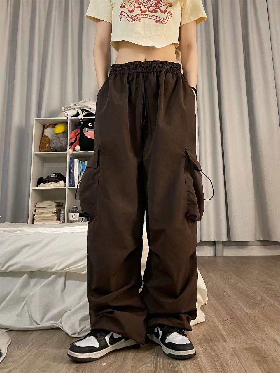Parachute Pants High Waisted Wide Leg Casual Drawstring Sweatpants