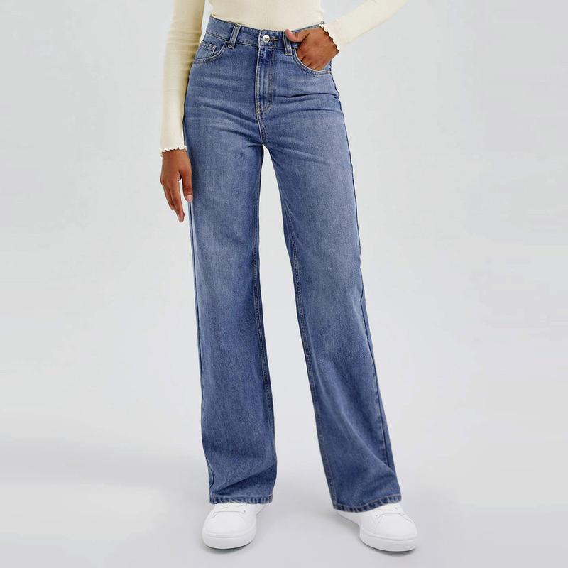 Women's High Waist Denim Stretch Wide Leg Jeans, Trendy Multi-Pocket Denim Trousers for Women, Classic Women's Pants, Street Womenswear