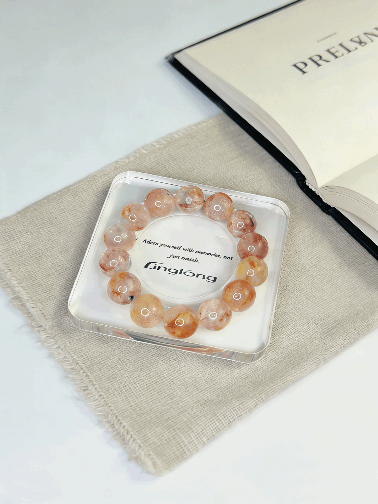 Natural Fireworks Koi Red Hematoid Bracelet - 16mm+ Transparent Lucky Gem