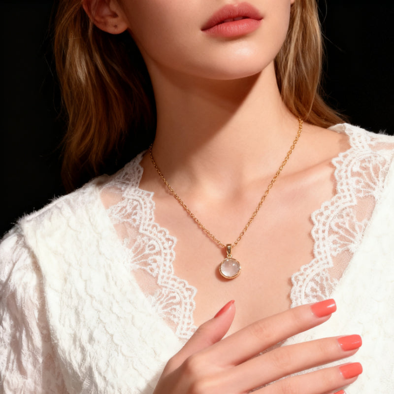 Rose Quartz Clover Necklace | Valentine’s Limited Edition Healing S925 Silver Clavicle Chain