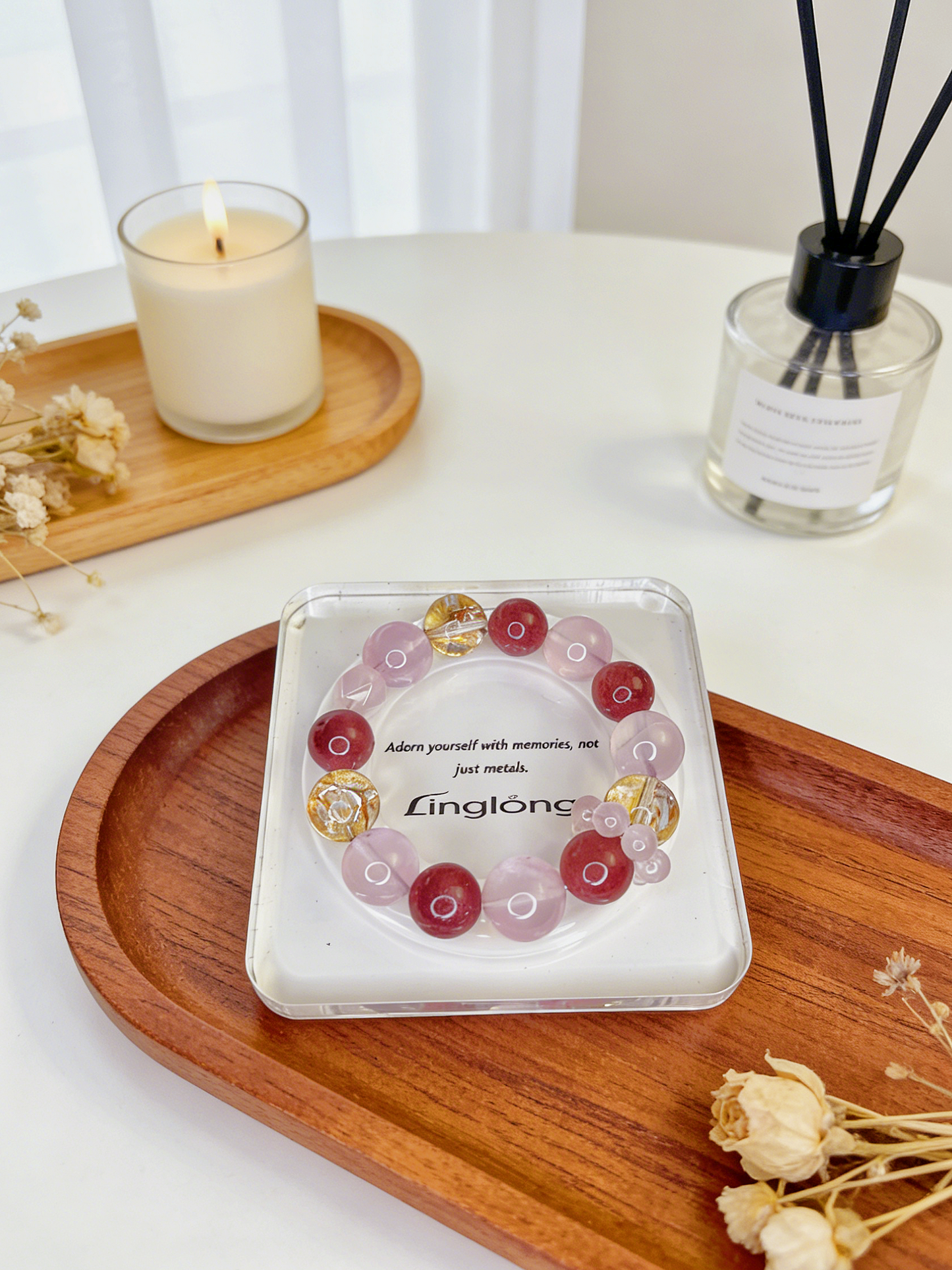 High Transparency Purple Pink Crystal Bracelet 13mm–15mm for Women Positive Energy Gift