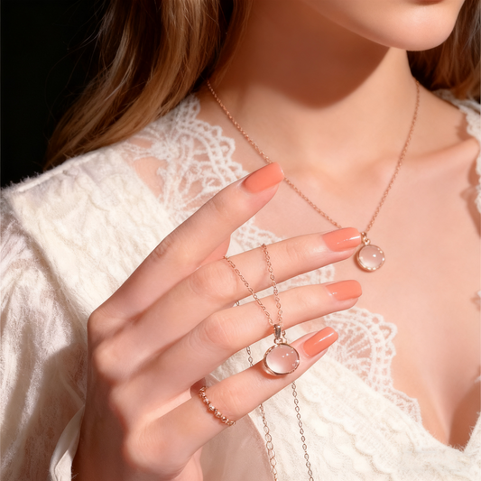 Rose Quartz Clover Necklace | Valentine’s Limited Edition Healing S925 Silver Clavicle Chain