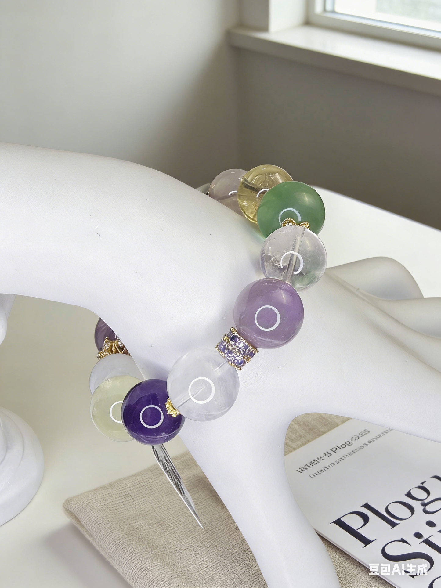 Natural Fluorite Multi Crystal Healing Bracelet 13-15mm Large Beads