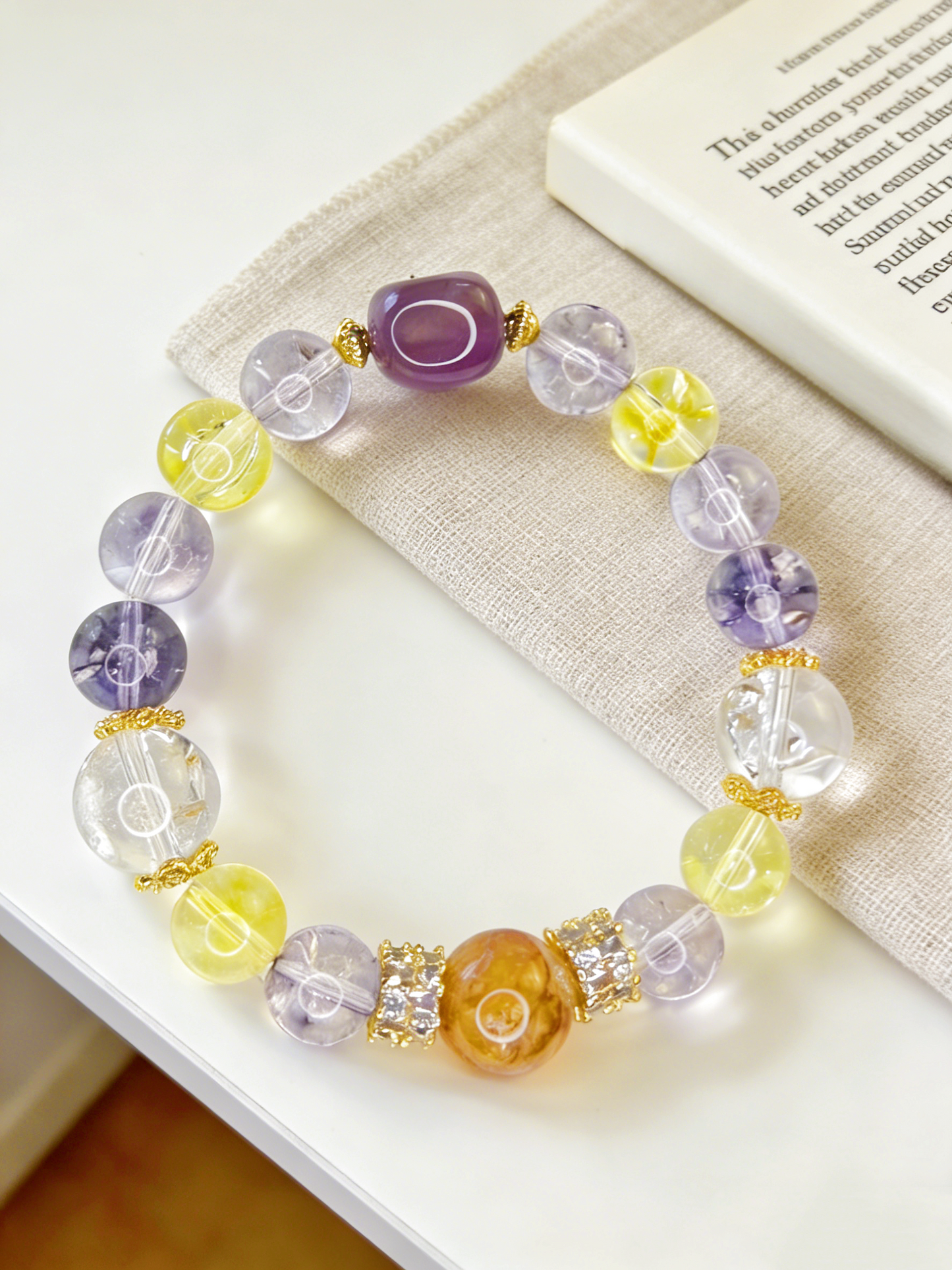 Handmade Natural Color Phantom Crystal Bracelet | Chakra Energy Resonance &  Abundance Magnetic Field Jewelry 10–12mm