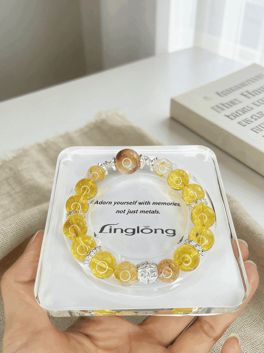 Lucky Abundance Yellow Crystal Bracelet | Natural Citrine & Golden Phantom Quartz