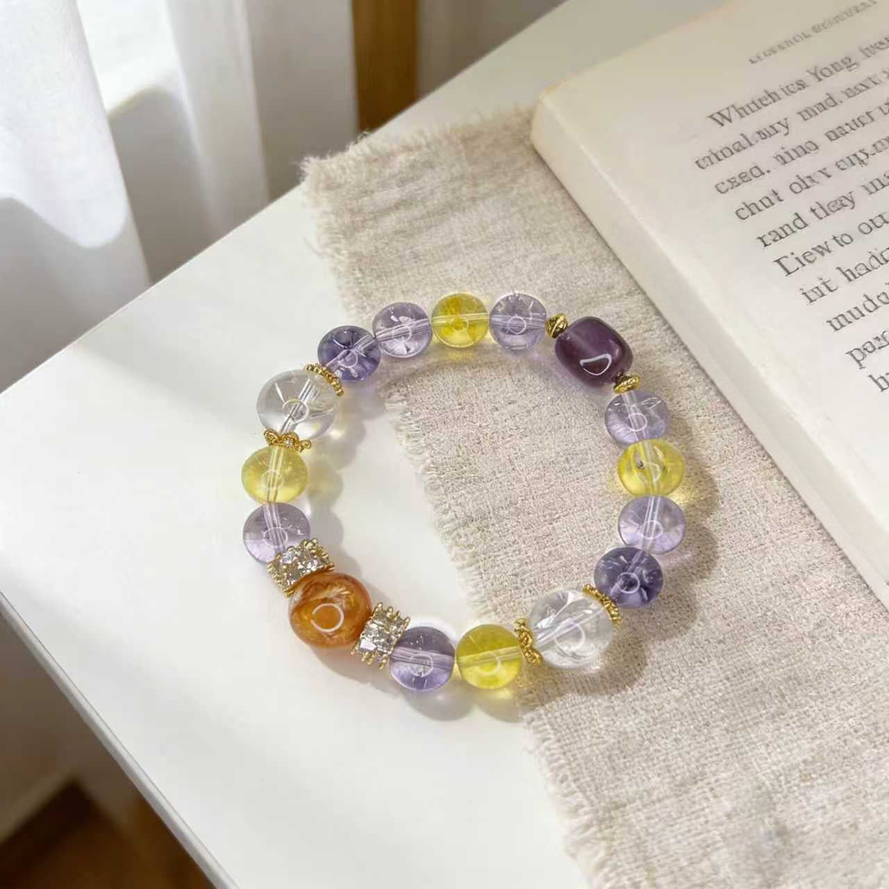 Handmade Natural Color Phantom Crystal Bracelet | Chakra Energy Resonance &  Abundance Magnetic Field Jewelry 10–12mm