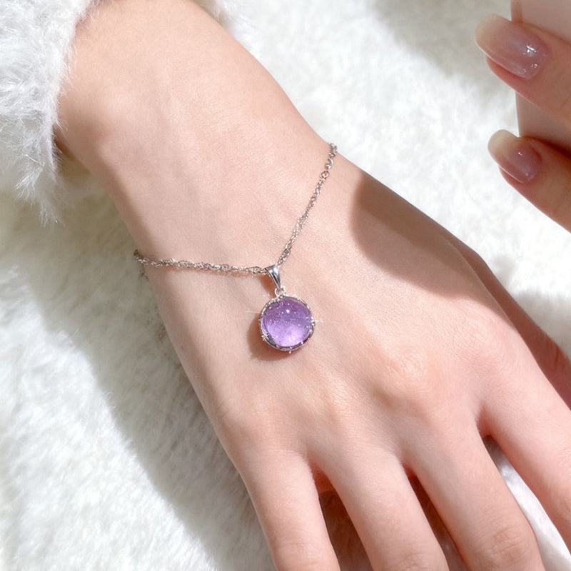 Dreamy Amethyst "Success Luck" Necklace | 925 Silver Wave Chain · Valentine's Day Heartthrob Gift