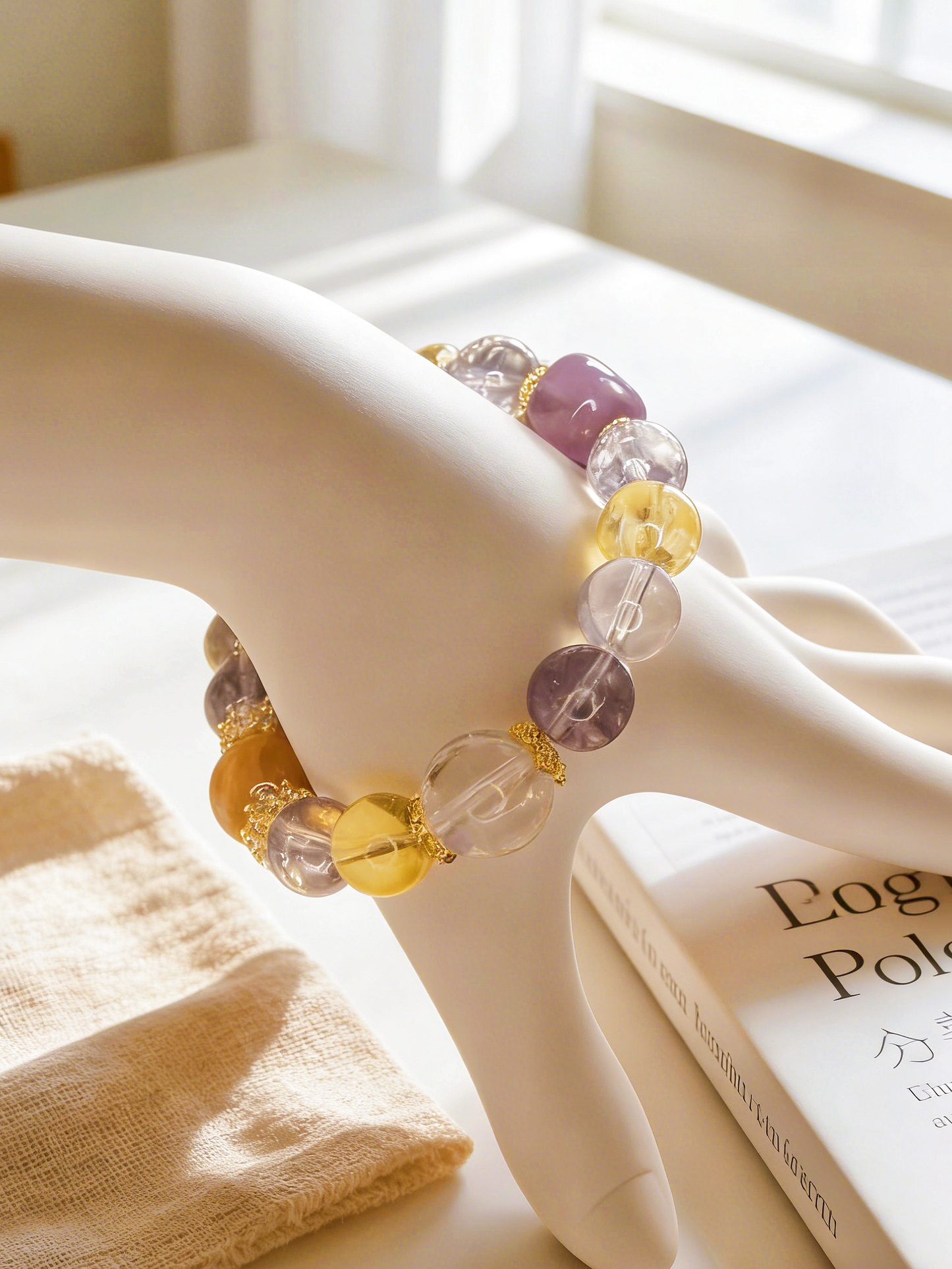 Handmade Natural Color Phantom Crystal Bracelet | Chakra Energy Resonance &  Abundance Magnetic Field Jewelry 10–12mm