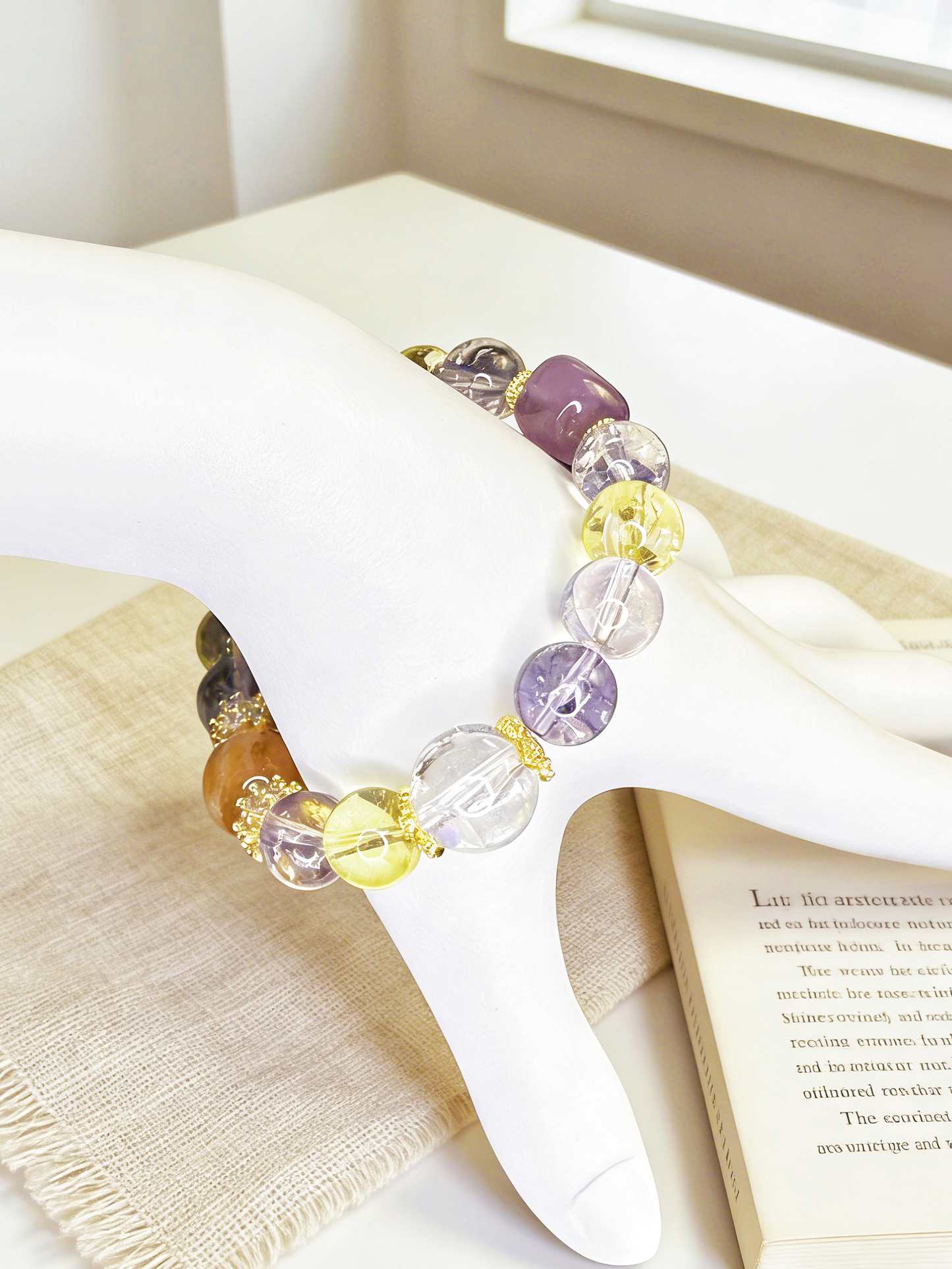 Handmade Natural Color Phantom Crystal Bracelet | Chakra Energy Resonance &  Abundance Magnetic Field Jewelry 10–12mm
