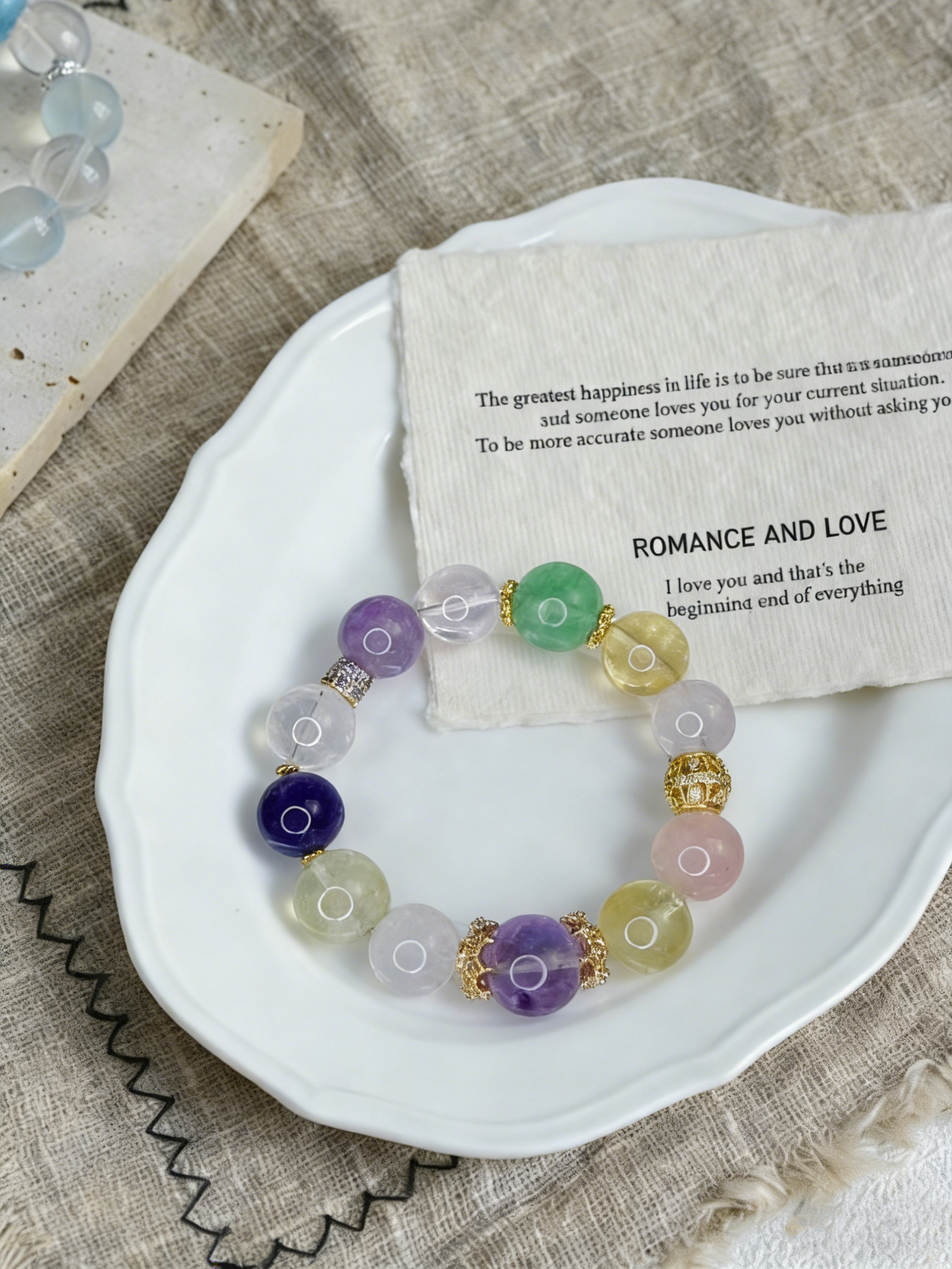 Natural Fluorite Multi Crystal Healing Bracelet 13-15mm Large Beads
