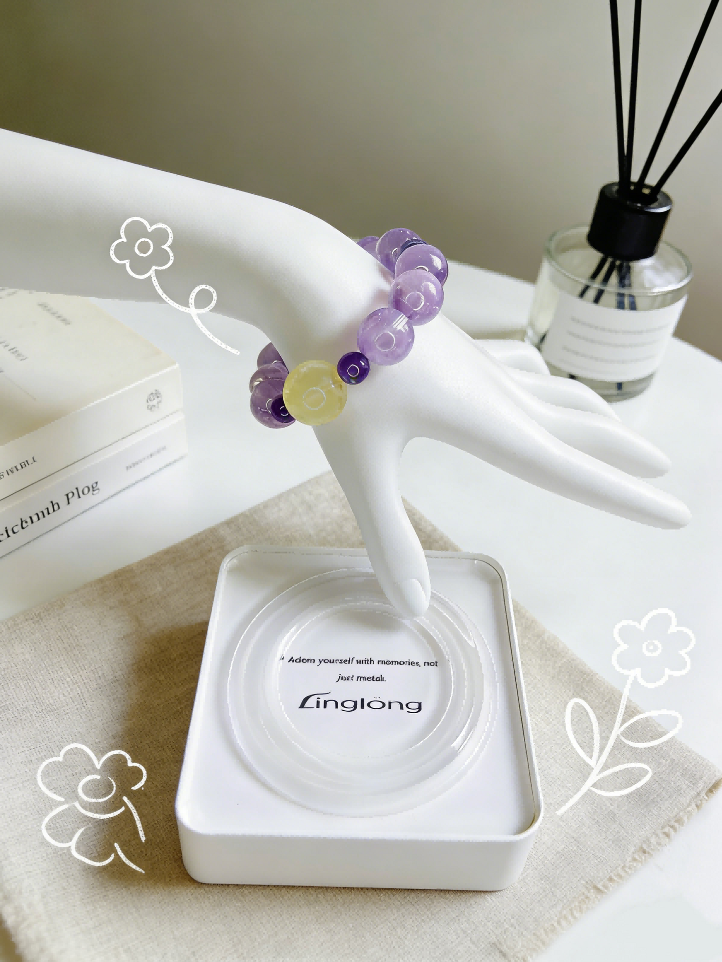 Natural Clear Starry Sky Amethyst Bracelet 💜 Multi Crystal Healing Jewelry