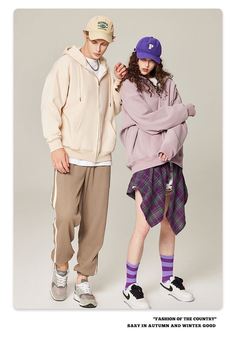 Oversized Solid Colour Zip Hoodie